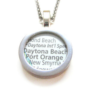 Daytona Beach Florida Map Pendant Unisex Necklace